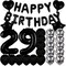 Sweet 29th Birthday Decorations – Black Number 29 Foil Mylar Balloons & Party Supplies Set for Girls, Women, Men, Photo Props (Black)